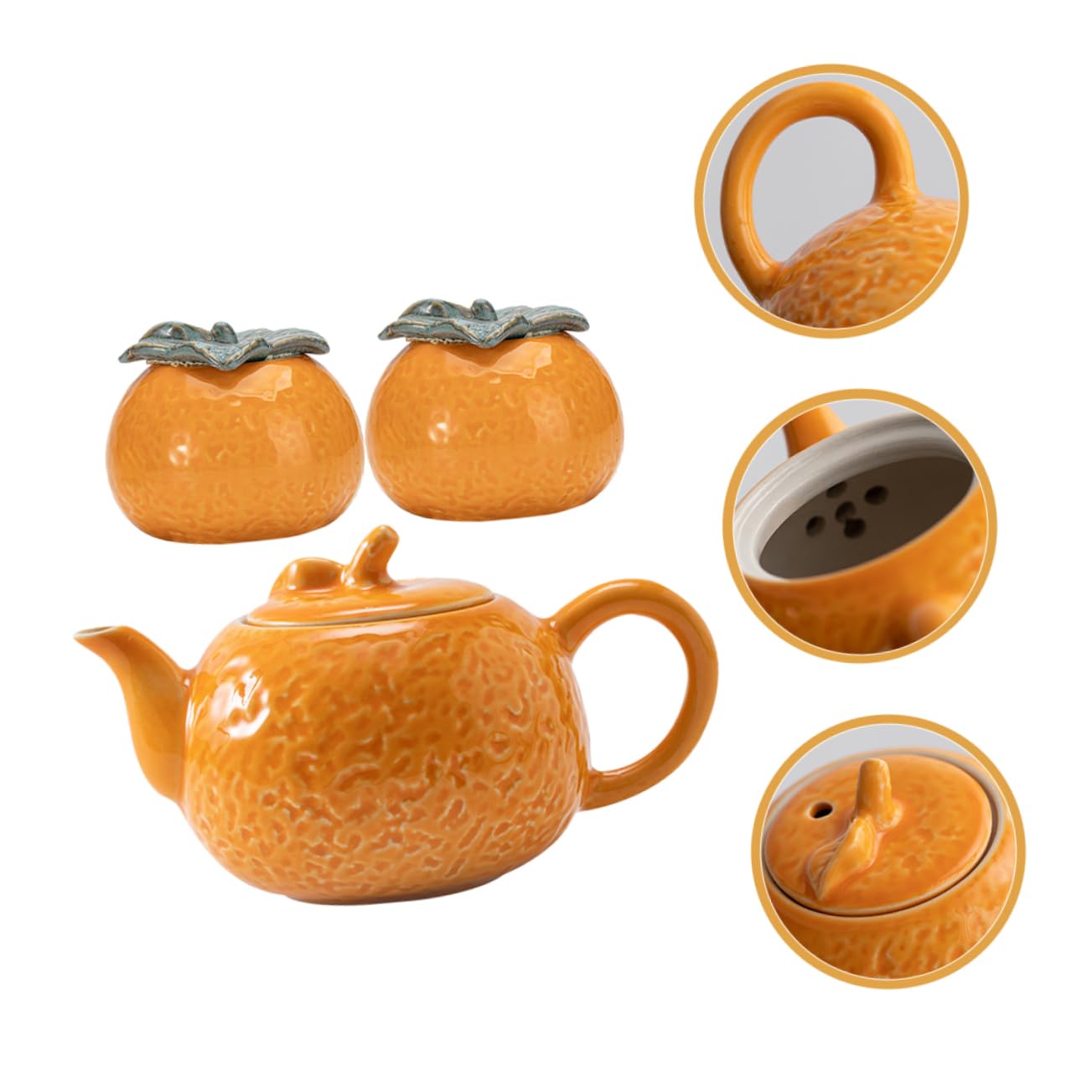 Set di teiere in ceramica a forma di arancia con barattoli per la conservazione del tè sfuso, bollitore portatile in porcellana per la preparazione del tè Gongfu, design compatto per bevitori, cont