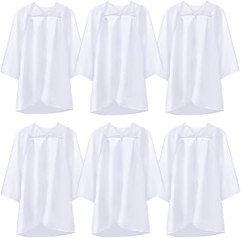 Toulite Kids Choir Robes Bulk White Graduation Gowns Unisex Matte Children Baptism Robes for Water Baptism Church Graduation
