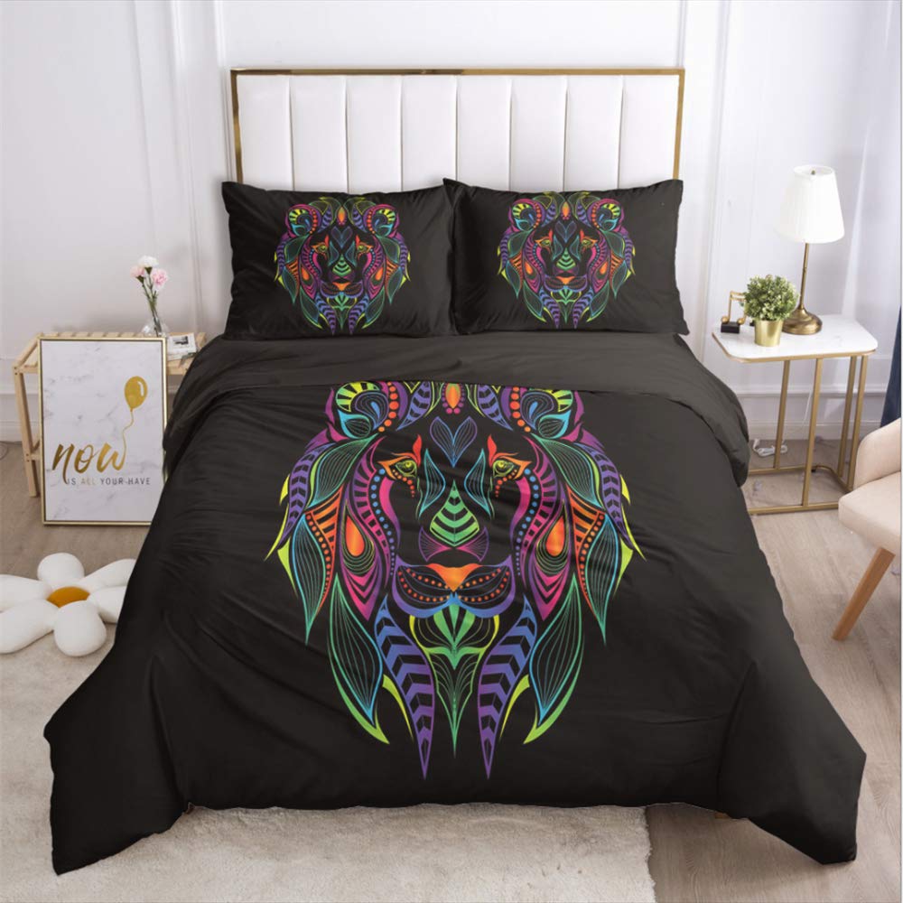 Parure de lit 3 pièces lit double couette 220x230 linge de maison imprimé décoration adulte
