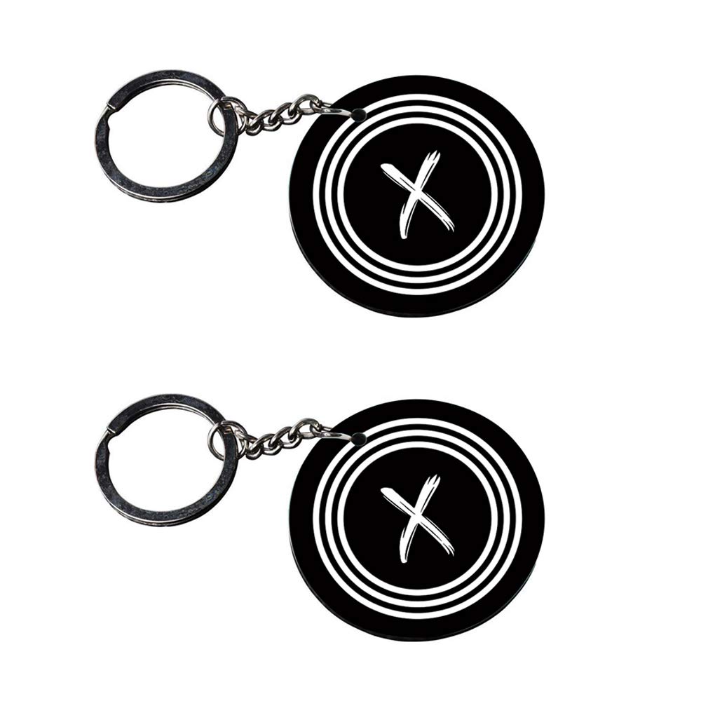 Anuman007Alphabet X keychain | keychain queen customized keychain with photo Printed Wooden Keychain| Circle Shape Set of 2 keyrings 2x2 inch