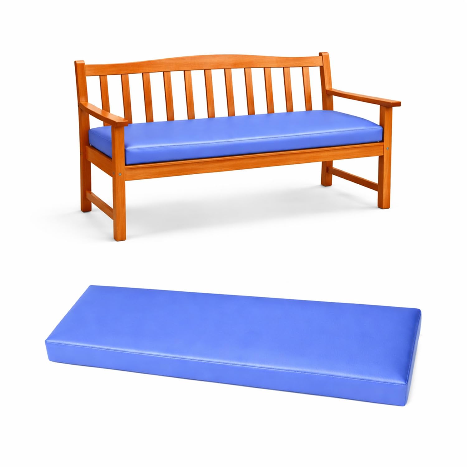 Genérico CojíN para Banco Exterior 5 Cm, Cojines para Banco Cuero Impermeable, Antideslizante Y con Funda Removible, Ideal para JardíN, Patio Y Mobiliario De Exteriores,Azul,120X40X5CM