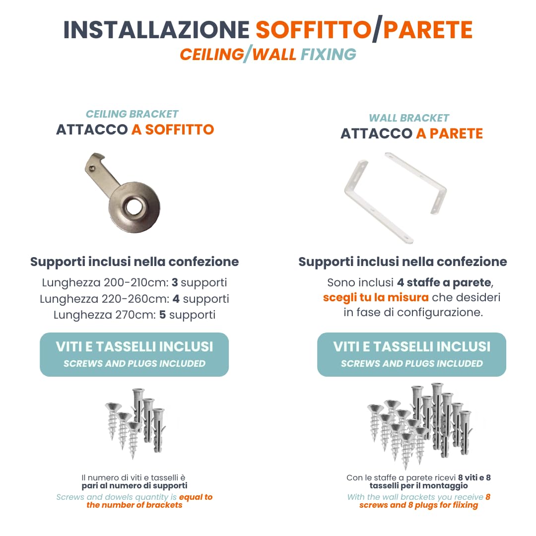 Bastone per Tende A Pannello Comando Manuale, Binario a 5 vie con portapannelli da 55 CM, Attacco Soffitto Lunghezza 250 CM | Leroy Merlin