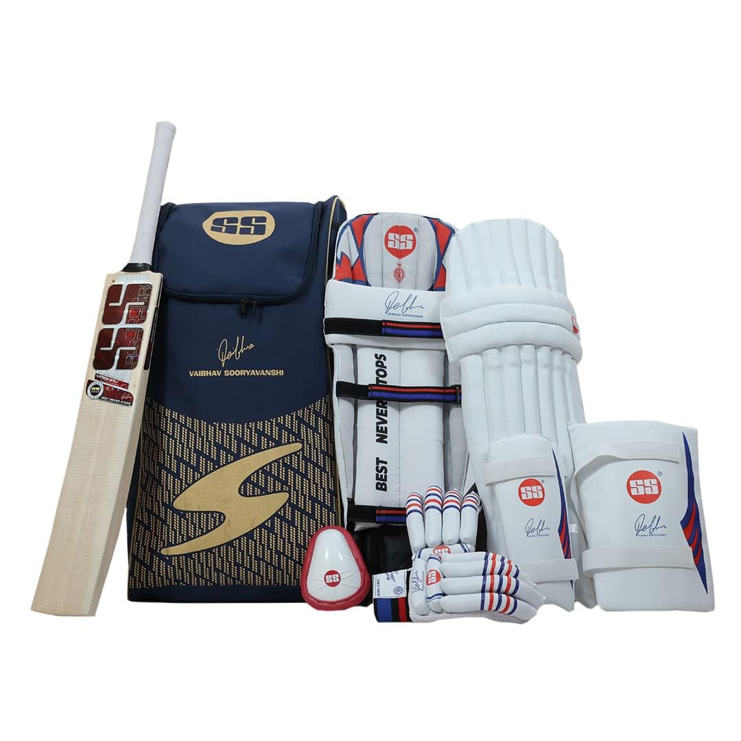 SS Vaibhav Sooryavanshi Kashmir Willow Cricket Kit Size 6 | Complete Cricket Set with Bat, Pads, Gloves & Kit Bag | Lightweight Durable Cricket Kit for Boys, Youth & Beginners-image-9