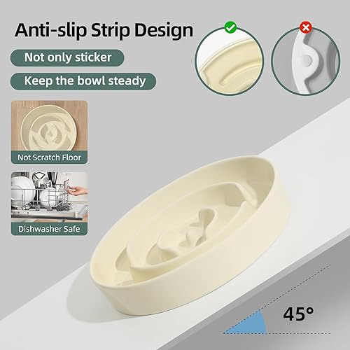 Miniatura 4 de Havniva Comedero de cerámica lento para perros pequeños, cuenco de comida lenta para perros pequeños, cuenco de agua lento para perros, mascota más