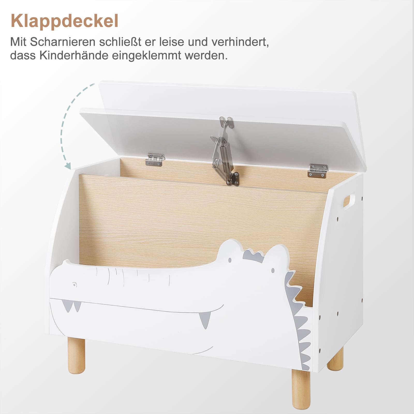 WOLTU Spielzeugkiste Kindersitzbank mit Stauraum Krokodil-Design | Sitzbank; Truhe mit Deckel; Für Bücher und Spielzeug; 60x44x30 cm