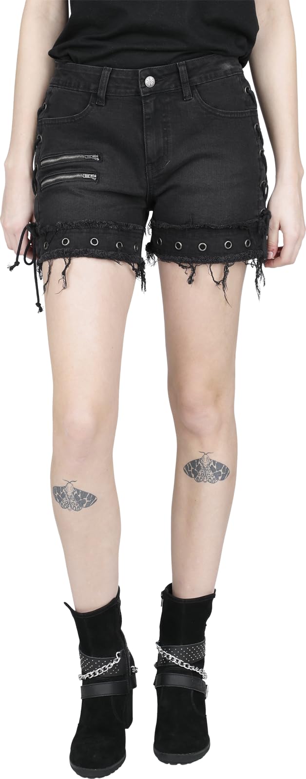 Rock Rebel by EMP Damen Schwarze Shorts mit seitlichen Schnürungen