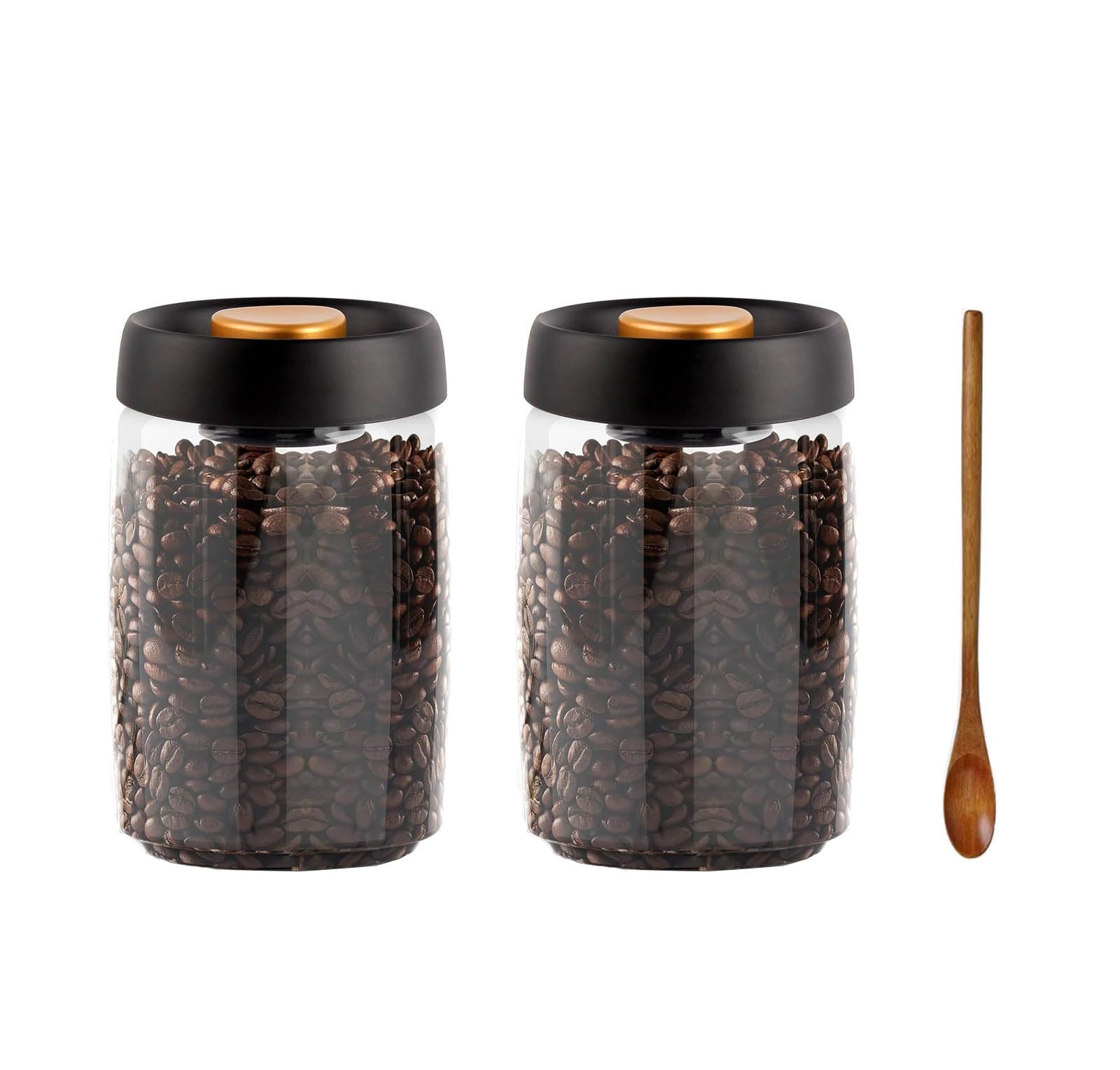 Luftdichte Glas-Kaffeedose – Vakuumversiegelungsdeckel für Kaffee, Tee, Zucker, Müsli – Press-to-Seal-Design, 1800 ml Frischhaltedose