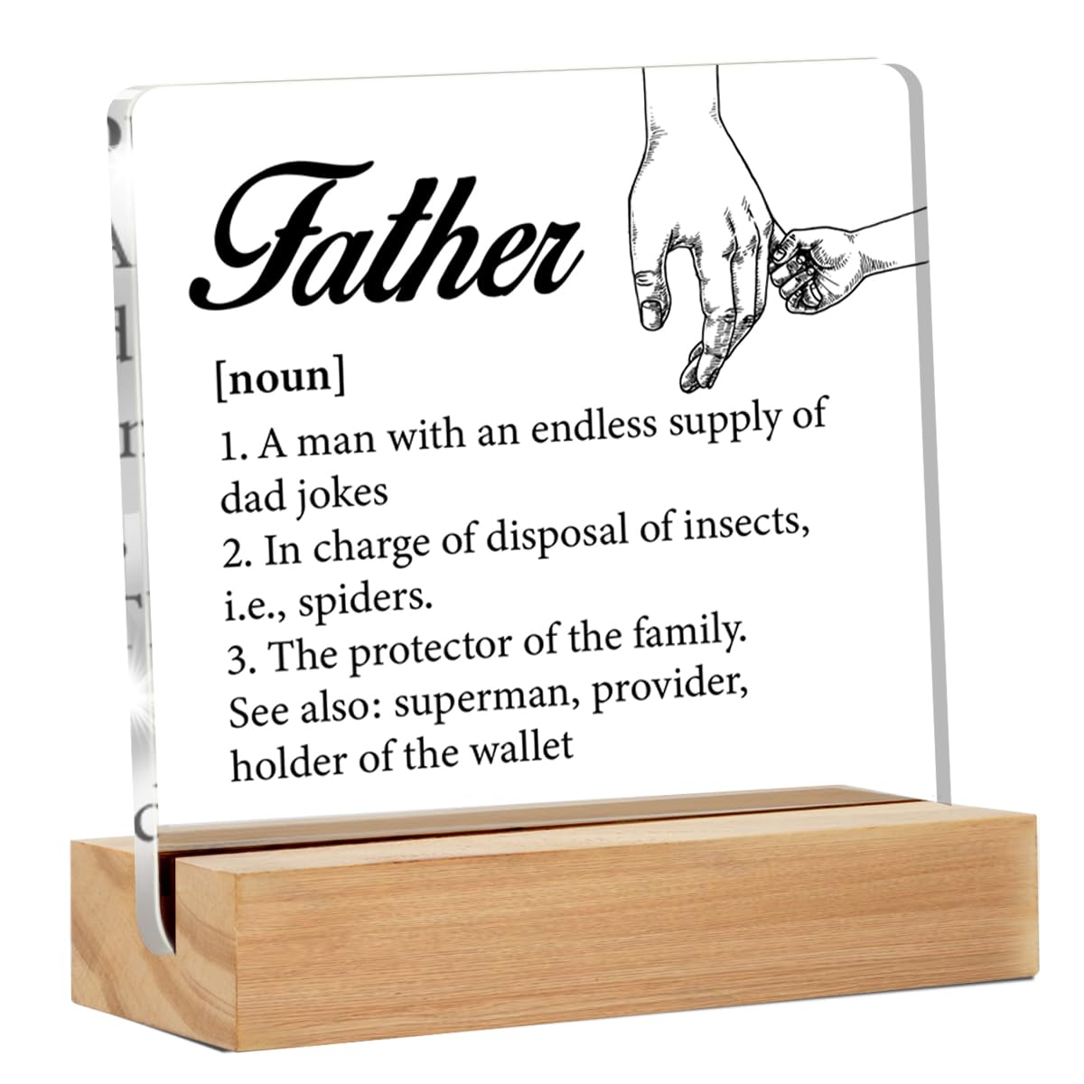 Father Gifts From Daughter Son, Gifts for Dad Birthday Christmas Father's Day, Father Definition Clear Acrylic Desk Decorative Sign for Home, 4 x 4