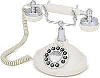 Vista 3 de GPO Pearl Pulsador Classic Retro Teléfono con cable - Crema y Cromo