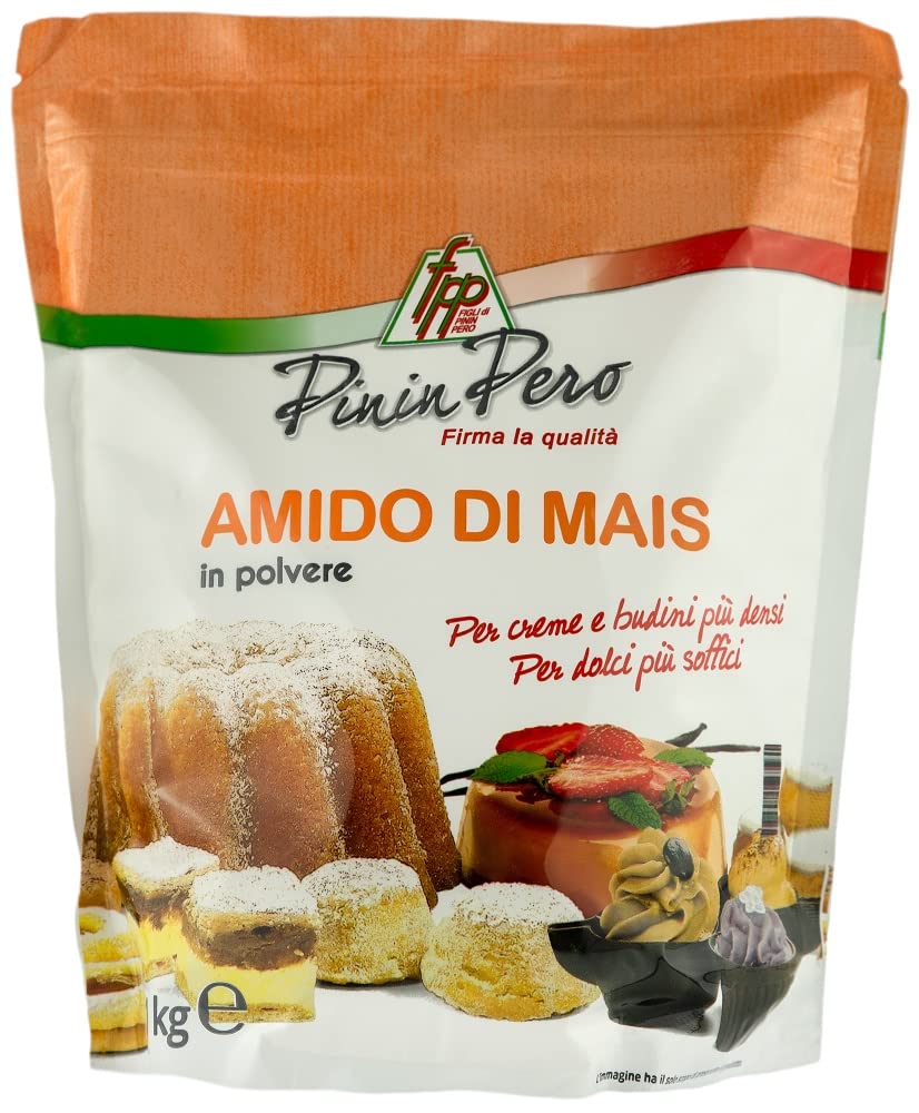 Pinin Pero Corn Starch 1 kg – Natural Thickening Cornstarch for Desserts and Sauces – Gluten Free* – Resealable Doypack