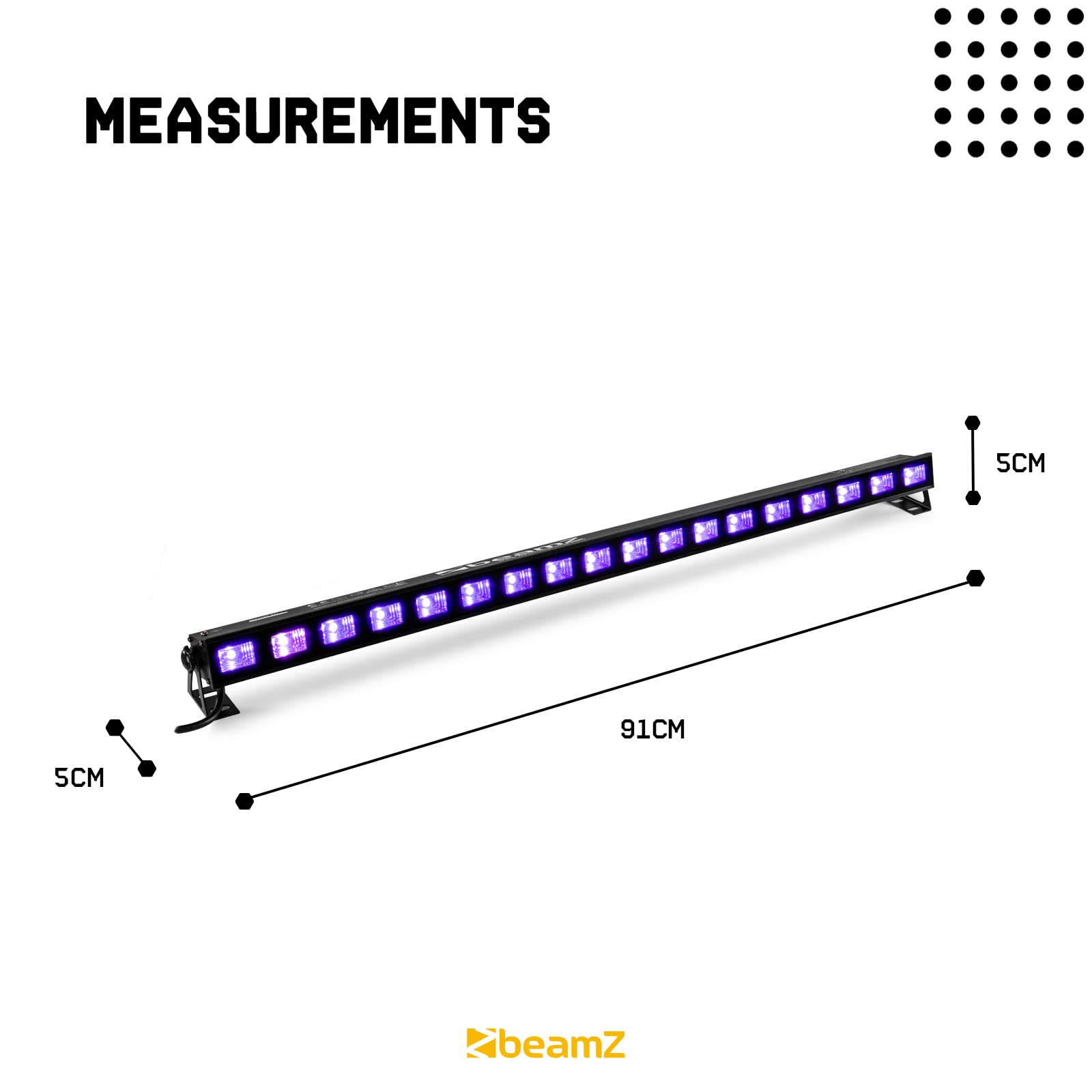 BeamZ Barre LED UV BUV183-18 LED UV, Puissance 3 Watts, Consommation 40W, Très Légère, Facile à Transporter, Idéale pour les Soirées à Thème