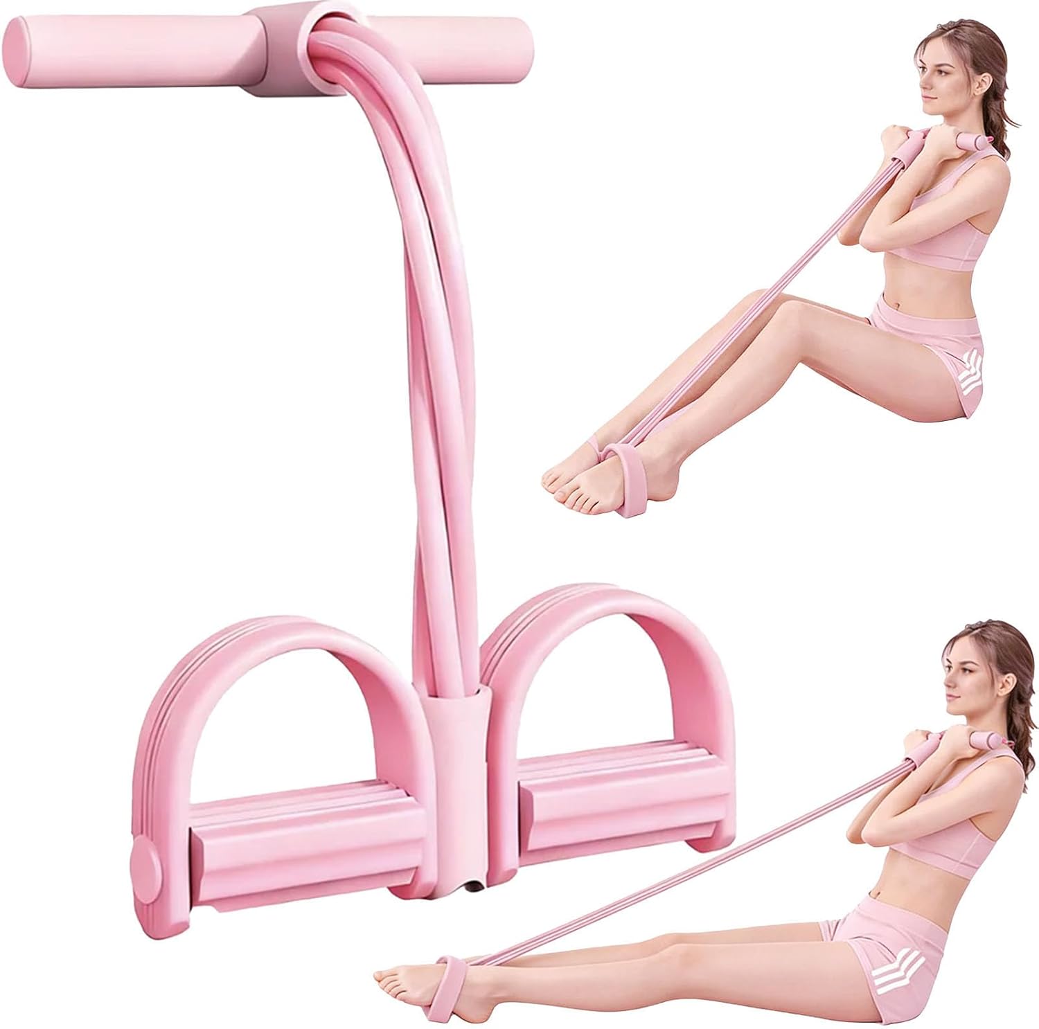 Luxero Gentle Fit Band, Pedal Resistance Band with Handles, Multifunction Elastic Yoga Resistance Bands, Strength Training for Full Body Workout, Yoga, Stretching, Waist, Arm, Leg