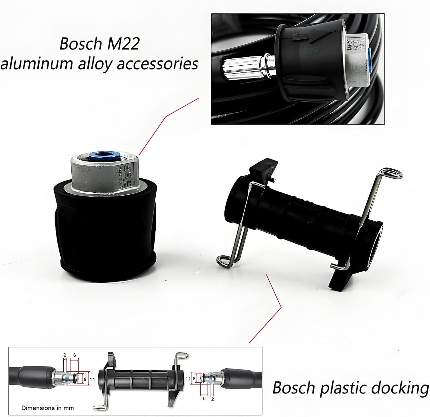 Black High-Pressure Hose 3800PSI 32FT/64FT/95FT/128FT/160FT Alloy-Reinforced PVC Water Pipe M22-14mm Quick-Connect for Bosch Karcher Nilfisk & More for Car Washing & Industrial Cleaning(Black,128FT)