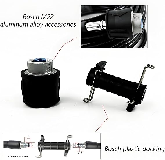 General Purpose Black PVC Material 3800PSI 26Bar 10M 20M 30M 40M 50M Bosch High Pressure Washing Hose Pipe Extension Hose Connector Adapter Bosch High Pressure Washer Bosch Bosch Aluminum Alloy