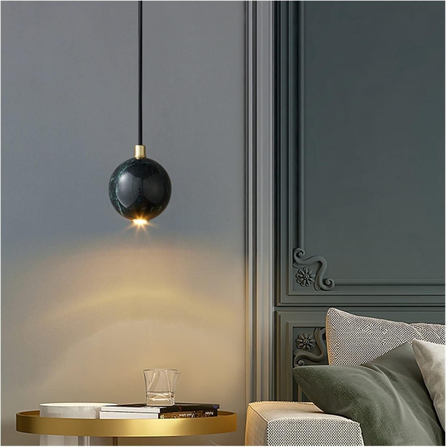 CCXXYGWJ MI-NI Lámpara Colgante Lámpara De Noche Lámpara Colgante Redonda De Mármol Lujo Compatible con Dormitorio Restaurante Mesa Sofá Bar Café,candelabro