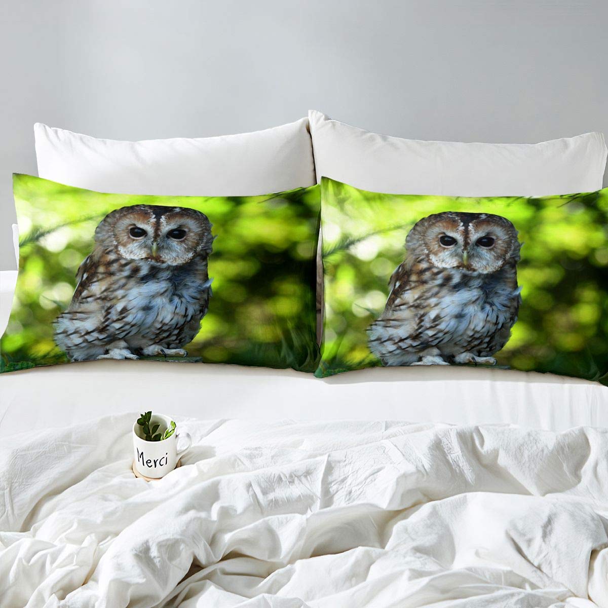 Owl Bedding Set Boho Owl Duvet Cover Set for Kids Boys Girls Boho Exotic Style Comforter Cover Tree Botanical Branches Print Quilt Cover Bedroom 3Pcs Double - Image 2