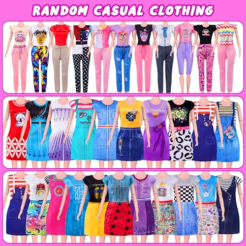 342 Pcs Doll Clothes and Accessories with Doll, Princess Gowns, Fashion Dresses, Top, Pants, Swimsuits, Shoes, Hangers and Other Accessories, Doll Playset Dress up Toy for Girls Toddlers Gift Toys - Image 6