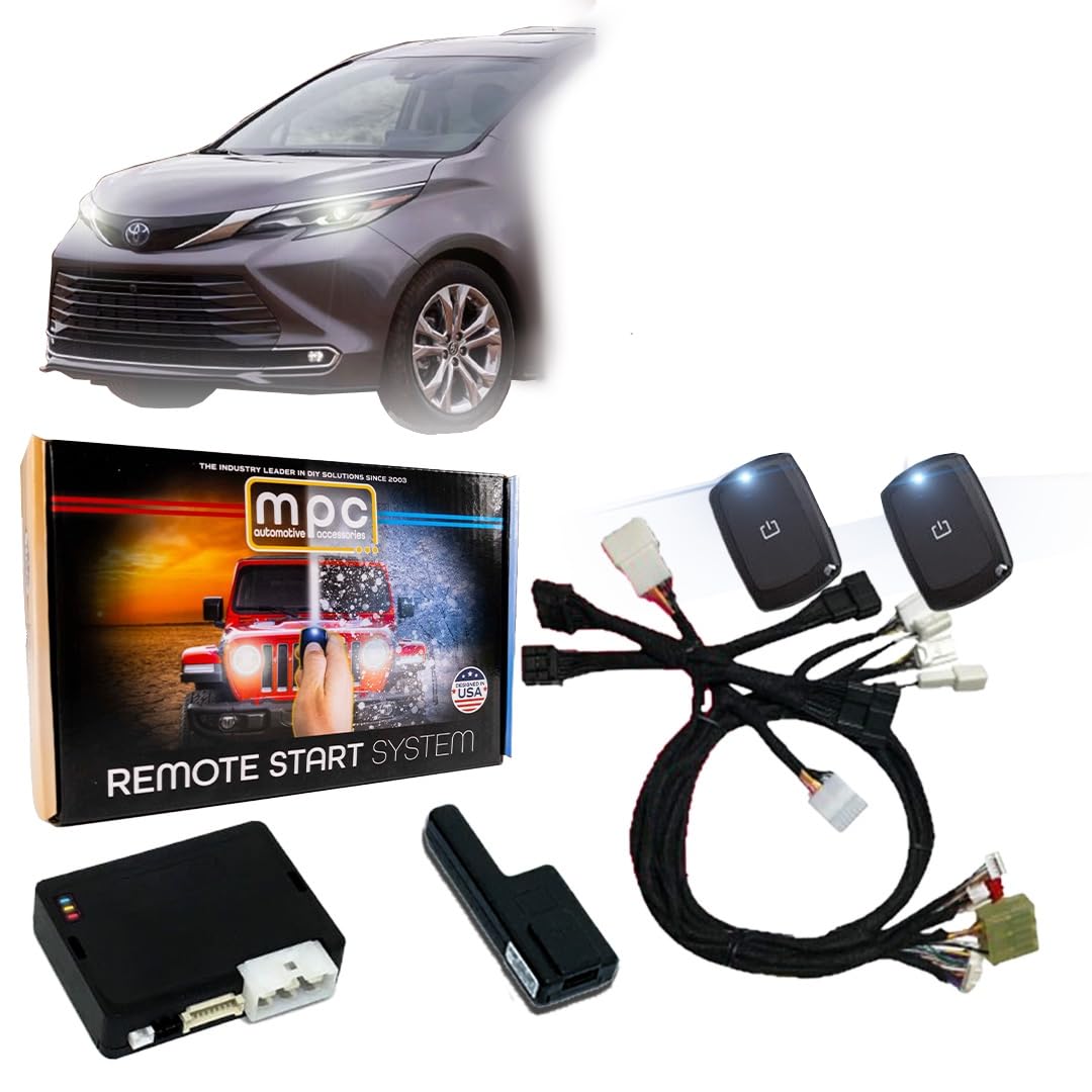 MPC Remote Start Kit Compatible with Toyota Sienna 2021-2025 Hybrid Push to Start - Plugin T-Harness - (2) Ultra-Compact Extended Range 1-Button Remotes - Up to 1,500 ft Range