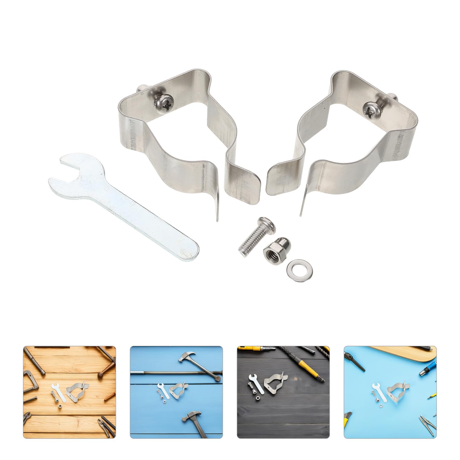 DOITOOL Clip de Resorte para Tapa de Pozo de Ventana, Acero Inoxidable, Kit de 10 Abrazaderas Tornillos y Tuercas, Soporte Resistente Corrosión para Fijación de Paneles de Vidrio