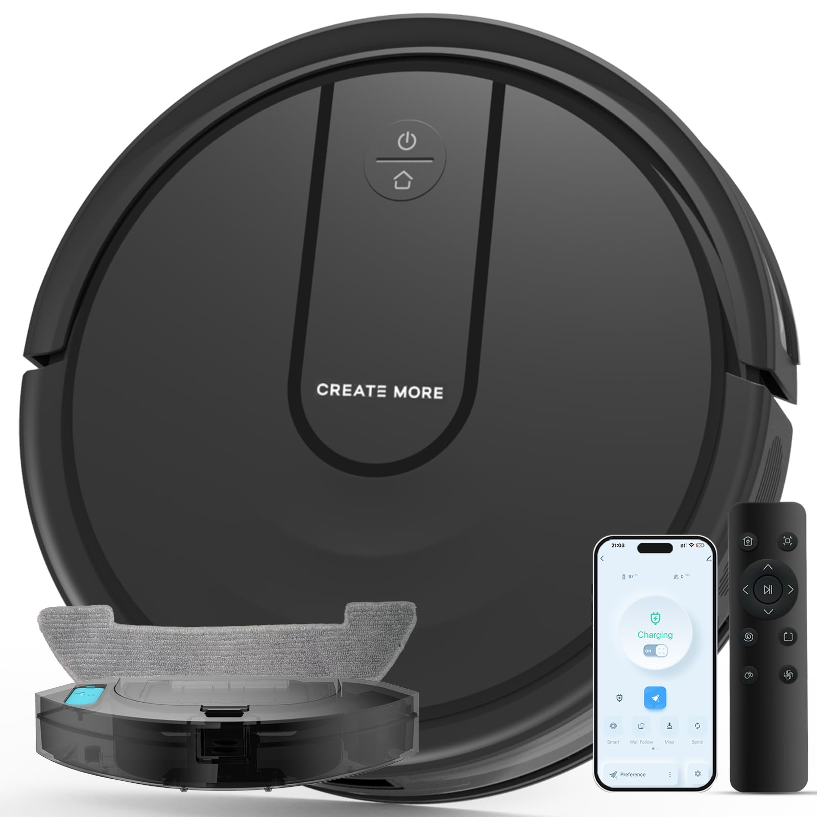 bagotte robot vacuum and mop combo,4 in 1 robotic vacuum cleaner,5000pa robotic vacuum with schedule,quiet slim,self-charging,wi-fi/voice/app,perfect for pet/hard floors,/carpet