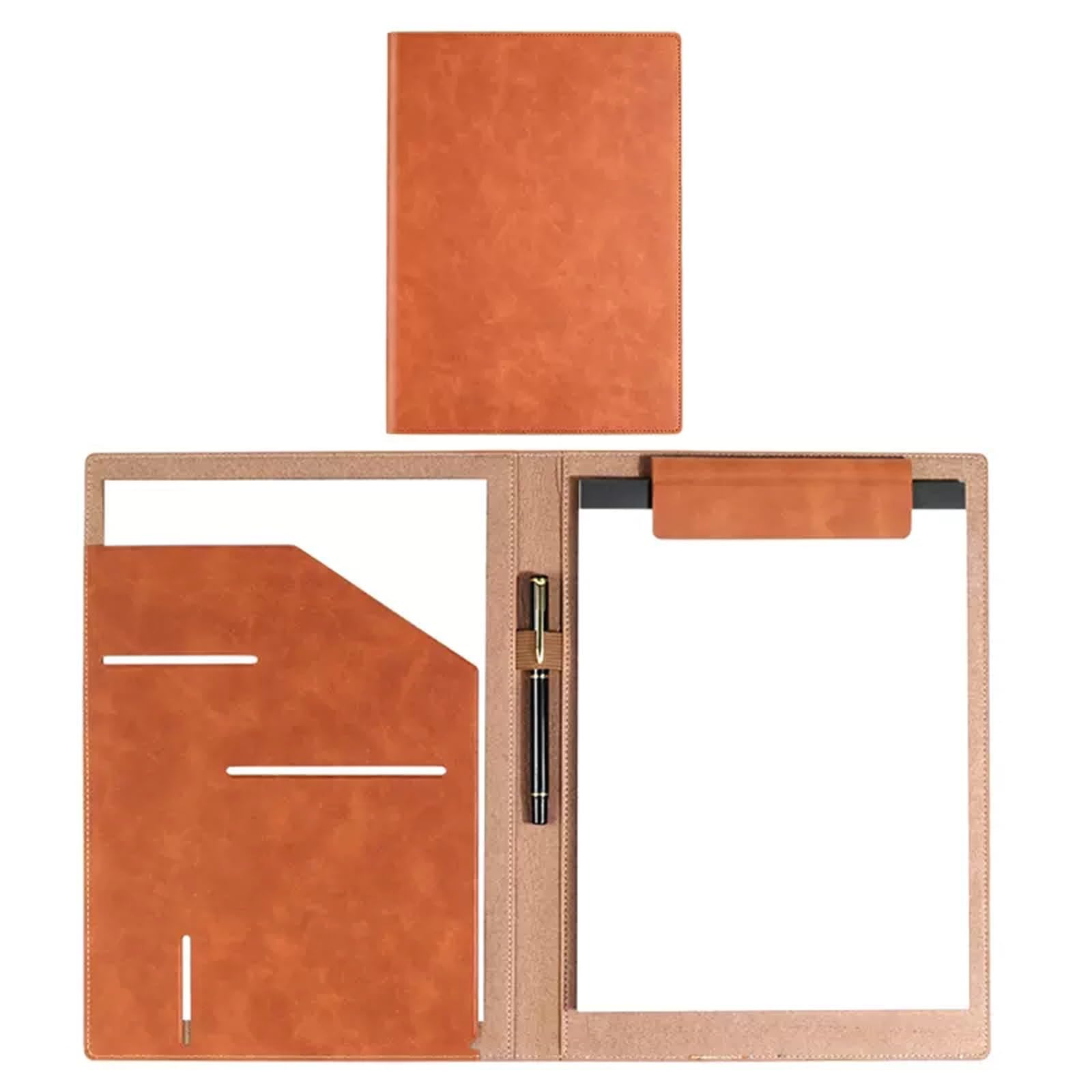 Cartella semplice da esposizione multifunzionale in pelle lavoro con inserto for penna Blocco for conferenze magnetico Libro for firma di contratto 2 pezzi File espandibile