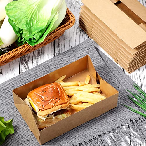 Image of Chinco Cardboard Food Trays Disposable Foldable, Brown, 100 Pieces