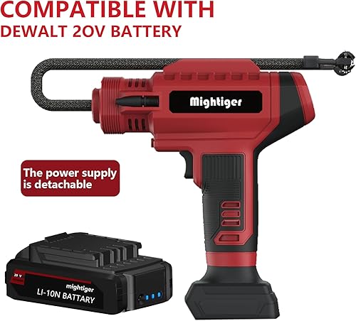 Miniatura 3 de Inflador de neumáticos de 20 V, mini compresor de aire inalámbrico DC 12 V, bomba de aire portátil para automóvil, 150 PSI con batería recargable,