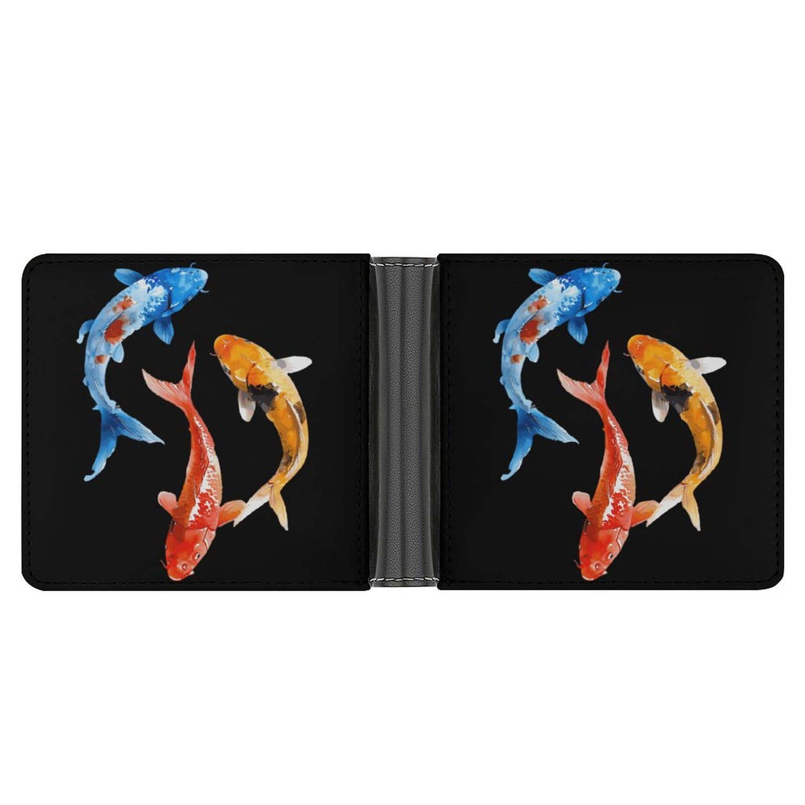 Japanese Fish Funny Men's Slim Bifold Wallet with Multiple Card Slots Front Pocket Purse