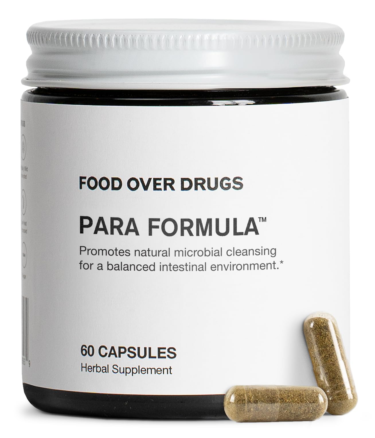 Food Over Drugs para Formula - Full Spectrum Herbal Cleanse for Humans - Natural Intestinal Microbial Detox & Complete Body Cleanse - 60 Count (Pack of 1)