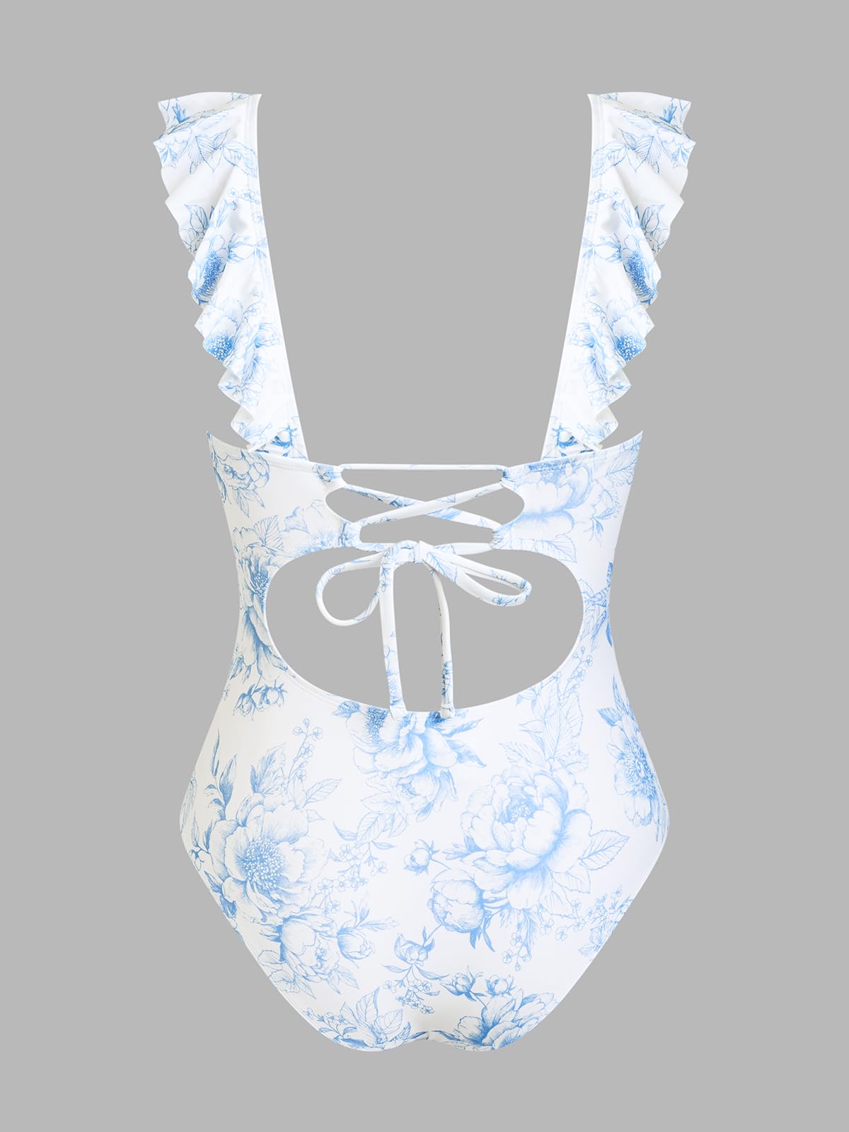 CUPSHE Maillot de Bain Bikini pour Femme imprimé Floral à Lacets Multicolore à Bretelles Deux pièces Maillot de Bain