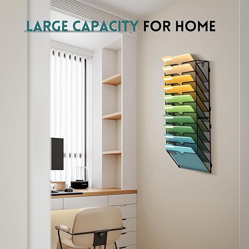 Vista 16 de SUPEASY Organizador de archivos de pared de 4 niveles, soporte de malla para correo de oficina, organizador de pared colgante para revistas