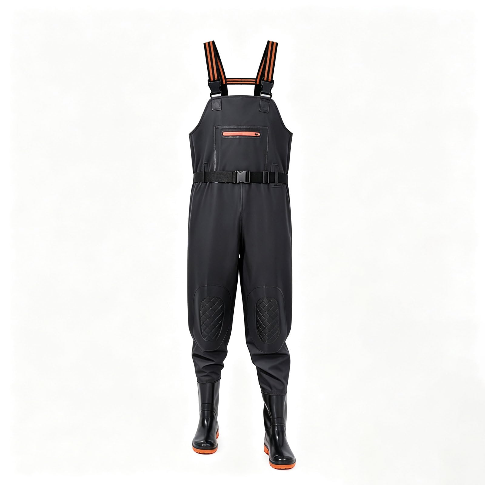 Wader da Pesca PVC con Stivali Incorporati con Cintura Elastica con Ginocchia rinforzate per Fiume Spiaggia Caccia Fango Giocare Avventura all'aperto