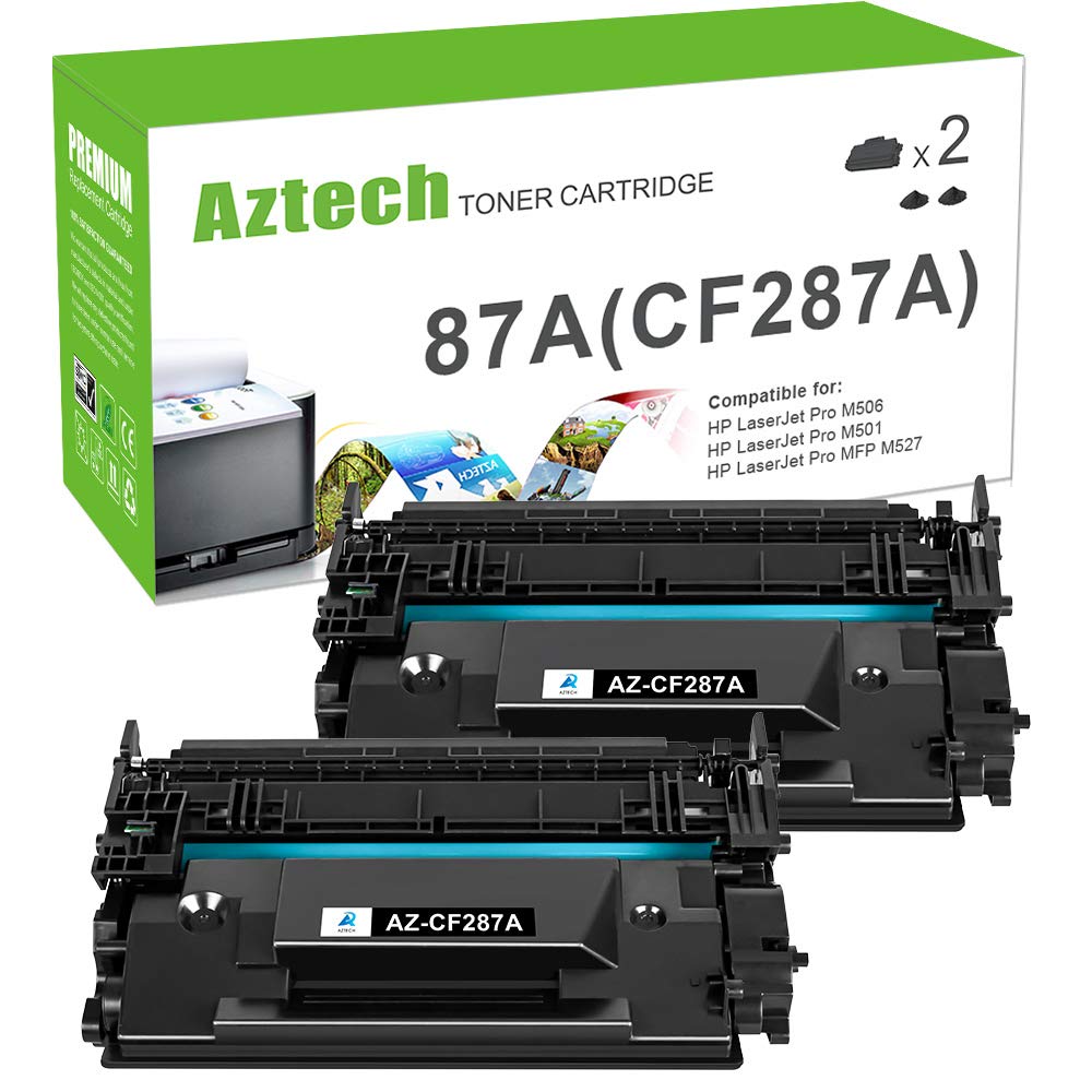 Aztech Compatible Toner Cartridge Replacement for HP 87A CF287A 87X CF287X Toner Cartridge for Enterprise M506 M506dn M506n M506x Pro M501 M501dn M527 M527dn M527f M527z Printer (Black, 2-Pack)