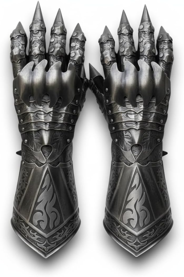 Black Medieval Nazgul Wearable Gloves Set Pair Armour Battle Steel Armor Gauntlets Gift For Him, Men Gifts Costume Fathers Gift Christmas