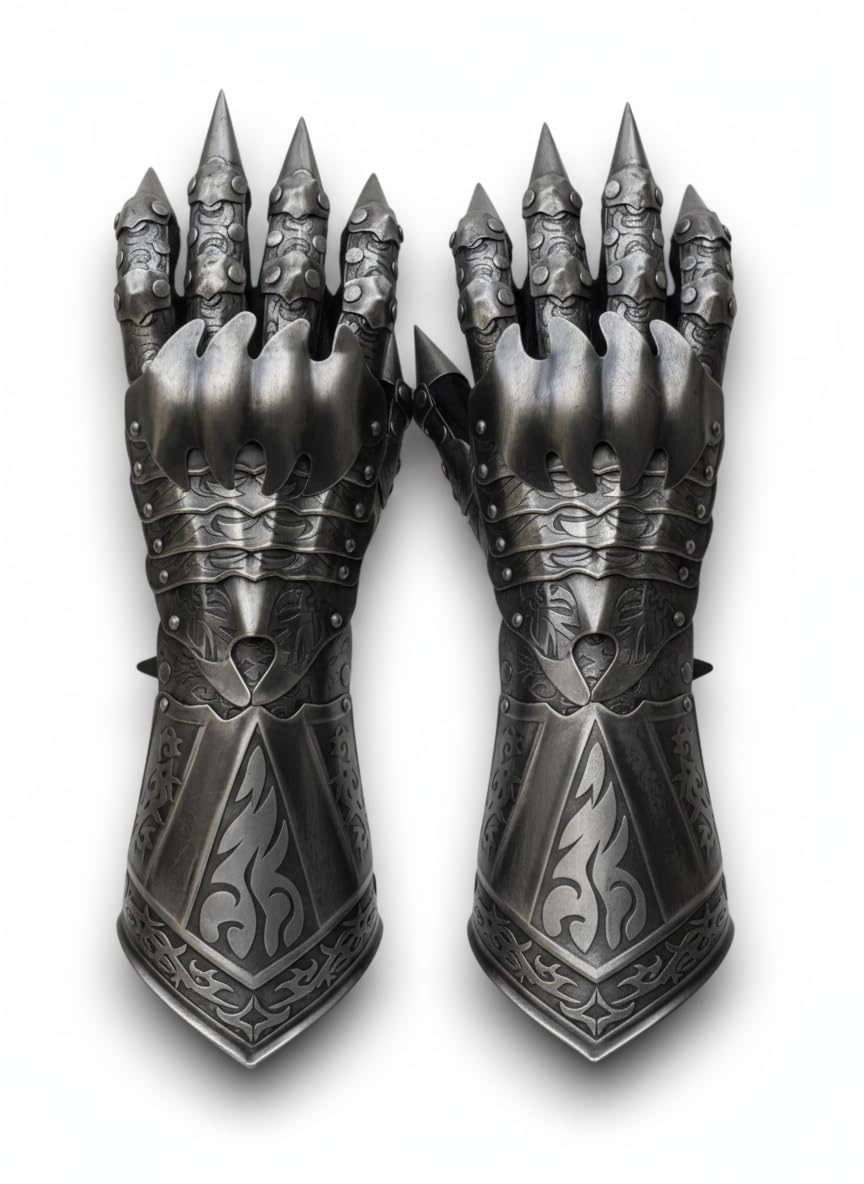 Qarzun Black Medieval Nazgul Wearable Gloves Set Pair Armour