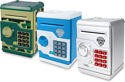 Miniatura 1 de Yoego 3 huchas electrónicas para niños, 3 unidades, gran juguete de regalo para niños y niñas, caja de ahorro de dinero con contraseña, regalo