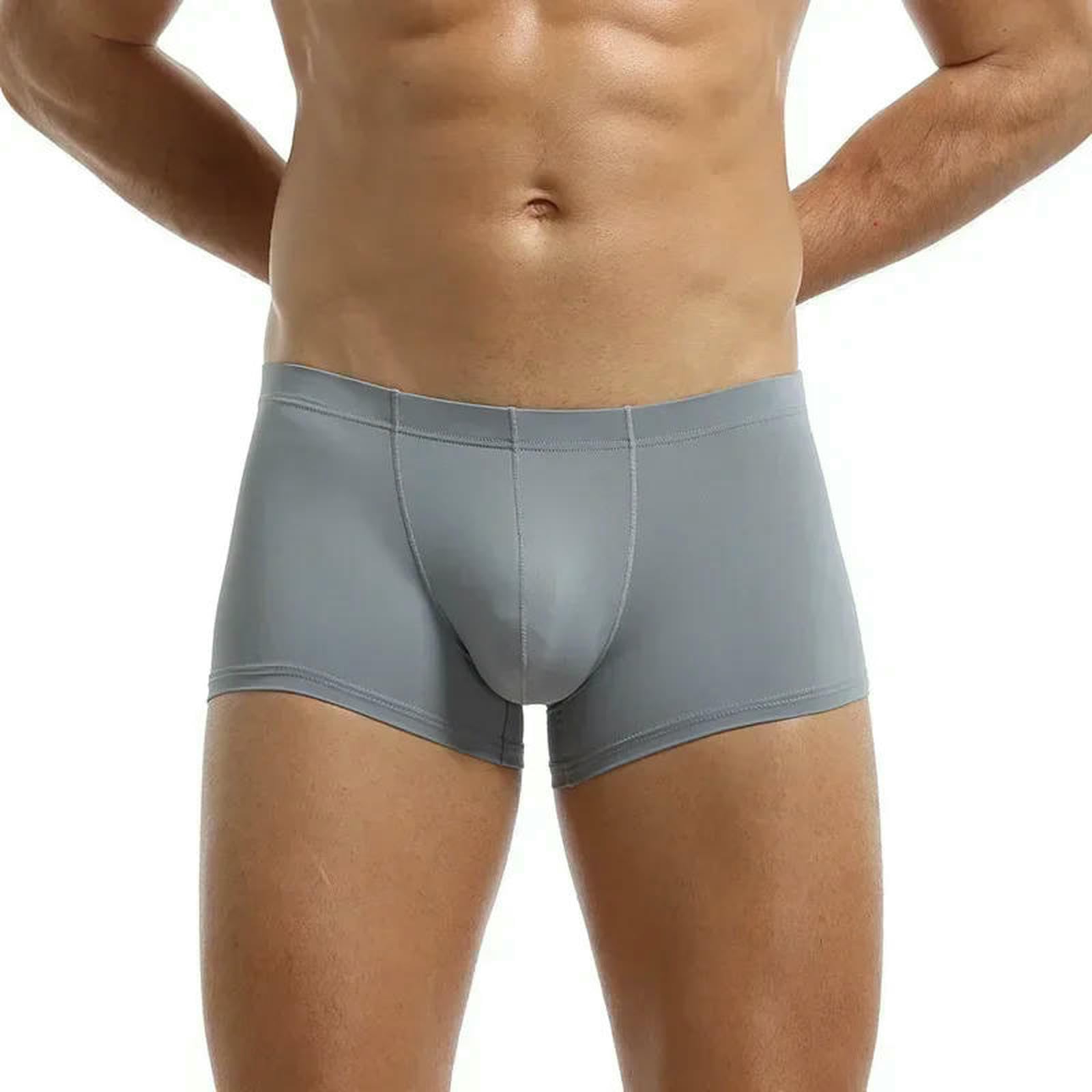 Kurze Hosen Herren Ice Seide Nahtlose Unterwäsche Männer Weiche Boxer Slips Bequeme Unterhose U Bulge Beutel Trunks Bottom Shorts 6 Pack-Gray-m-6 Pack