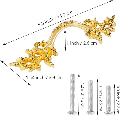 Miniatura 6 de Fvstar Paquete de 10 manijas antiguas de tocador, tiradores de gabinete de cocina, tiradores dorados de cajón de 2.5 pulgadas de agujero a agujero,
