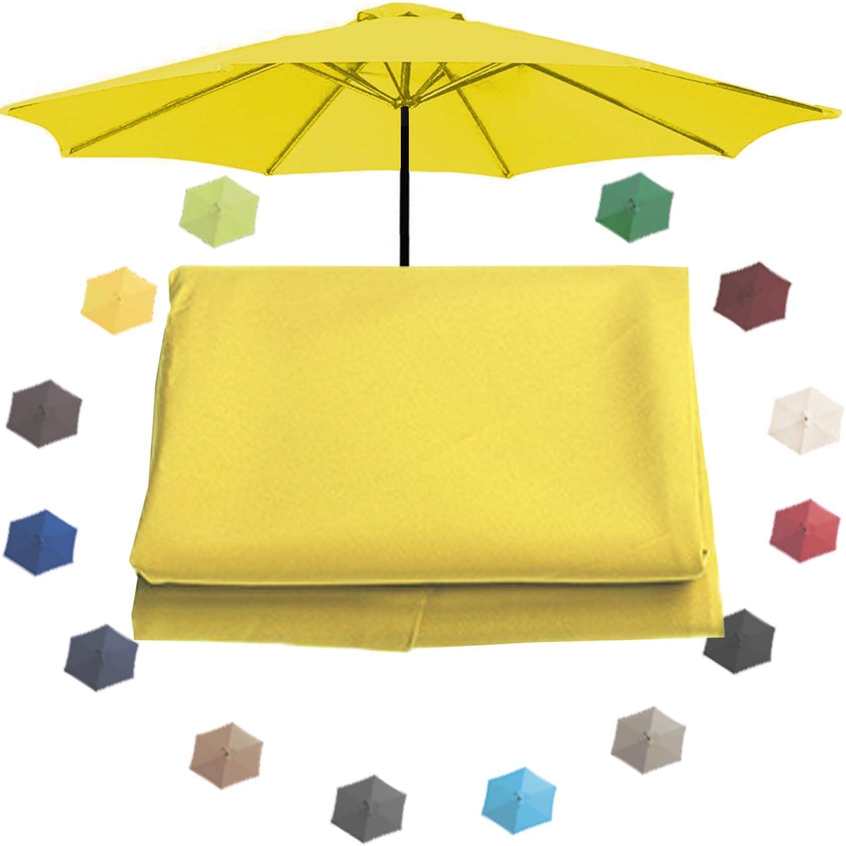 Replacement Parasol Canopy, Umbrella Replacement Cloth, Replacement Top Canopy For Umbrella Replacement Fabric Garden Parasol Canopy Cover For 200cm/270cm/300cm(6.6ft/9ft/10ft)(Color:Yellow,Size:270cm