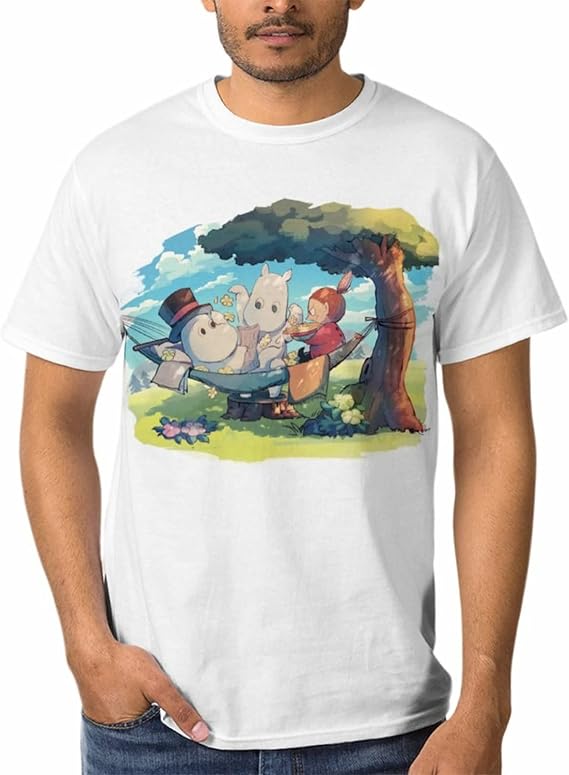 Amazon Moomin ムーミン アニメ カジュアル Tシャツ おしゃれ 夏服 かわいい 丸首 半袖 柔らかい 通気 人気 プリントtシャツ 男女兼用 Tシャツ カットソー 通販