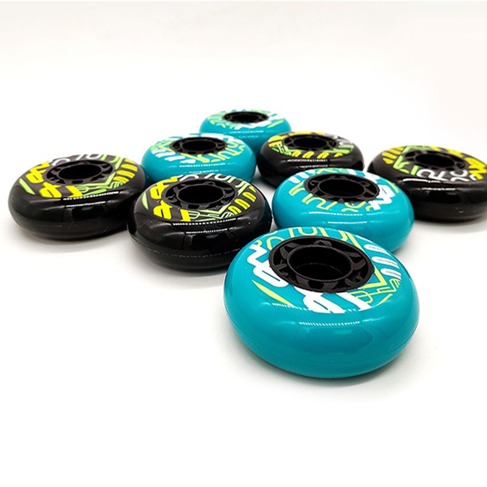 Genérico Ruedas para Patines En Línea Interior Exterior Ruedas para Patines En Línea de 72 mm 76 mm Y 80 mm con Rodamientos Ruedas de Repuesto En Línea de PU 85A Paquete de 8 (Azul 76 mm)