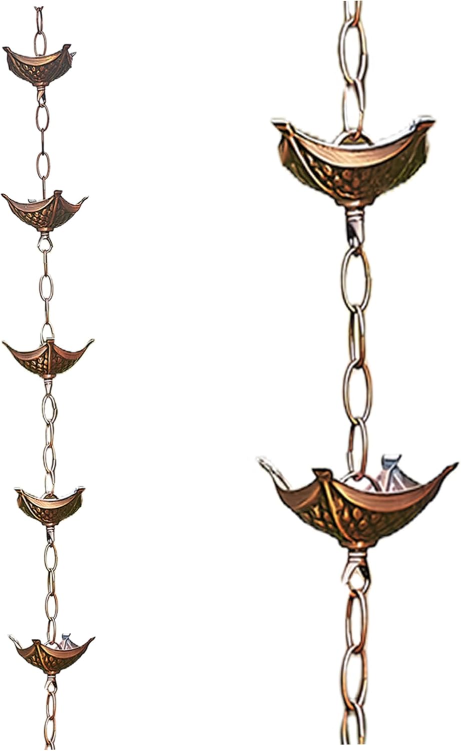 rain Chains Rain Chain Copper Imitation Chains for Gutters 3.3ft with 5 Cups Easy to Install Catcher for Outside Courtyards Replacement for Downspout Style 2