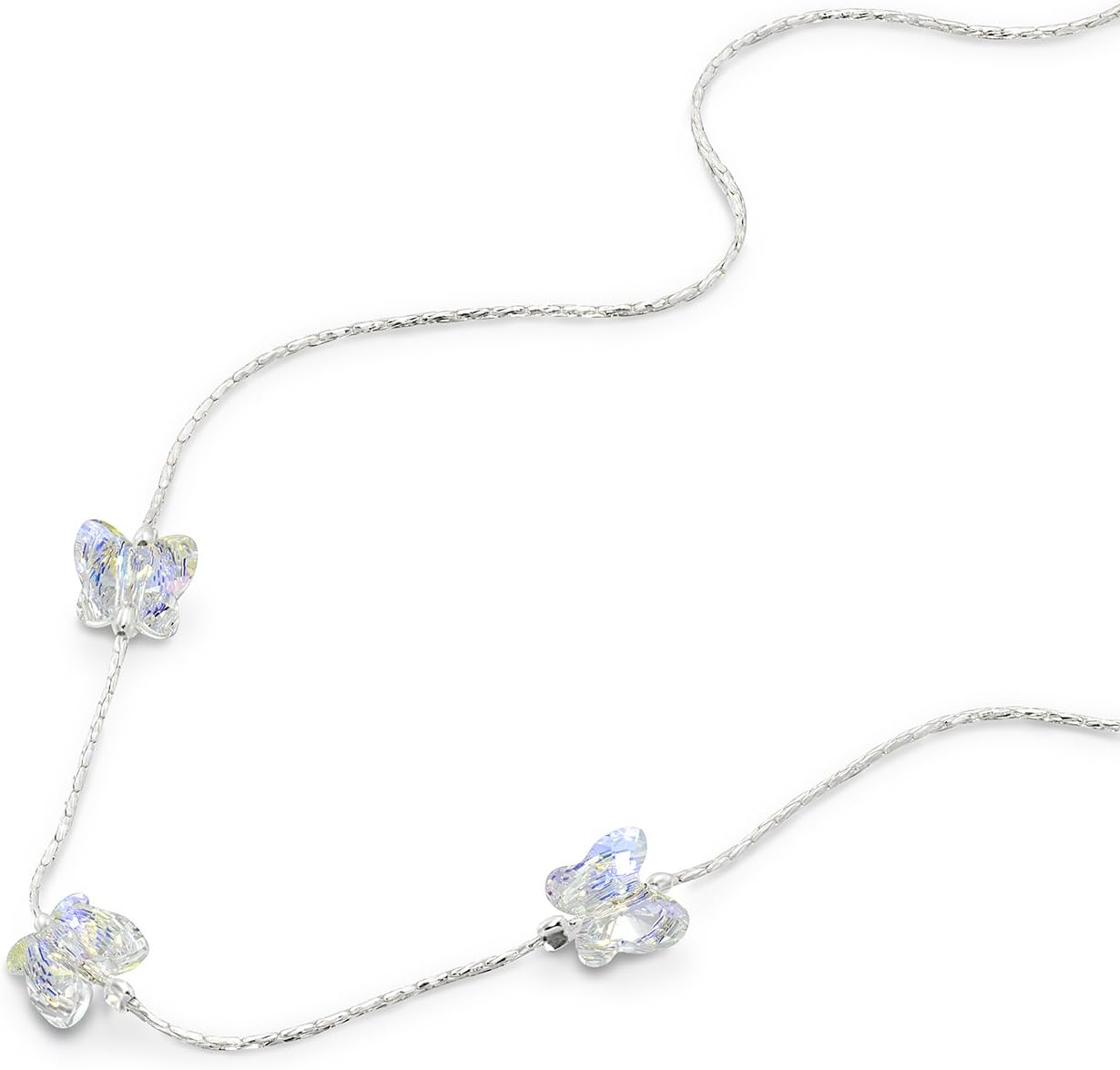 Stera Jewelry Choice of Girls Silver Necklace Made with Swarovski Crystal Butterflies, 16 + 4 Inches