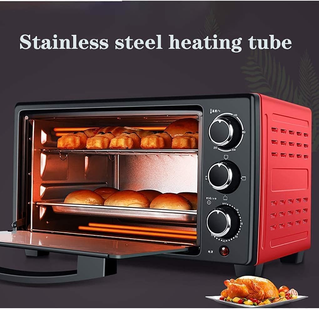 Horno Tostador Eléctrico, Mini Horno 23 L, Horno Eléctrico 1300 W Temperatura Ajustable 70-250 ℃ y Temporizador de 60 Minutos con 3 Funciones de Calentamiento for Hornear Cocinar Parrilla