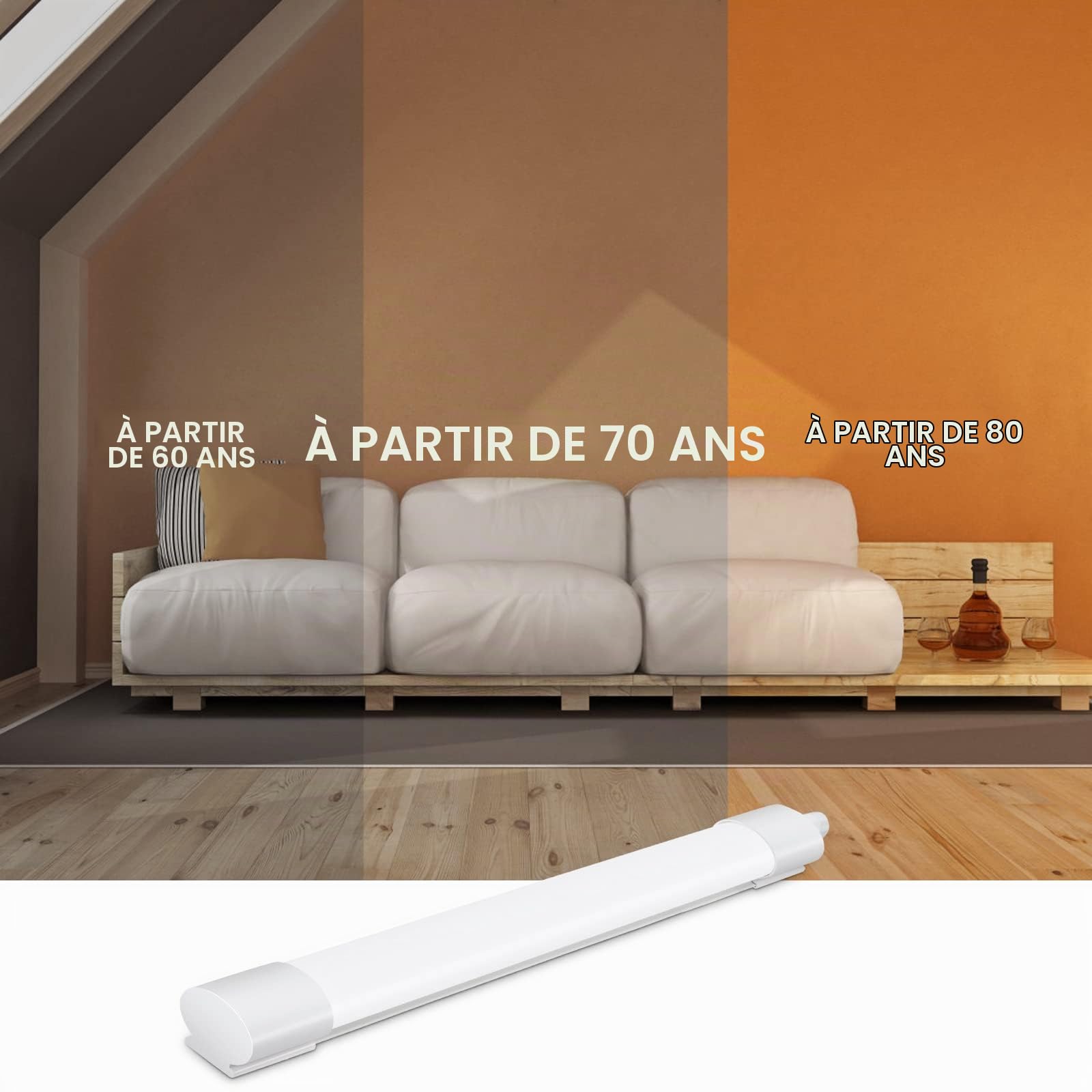2pcs Neon LED 120CM, Tube 36W 4000LM Plafonnier IP65 Étanche, Reglette Éclairage pour Atelier, Garage, Sous Sol, Salle de Bain, Cave, Bureau - Blanc Neutre 4000K