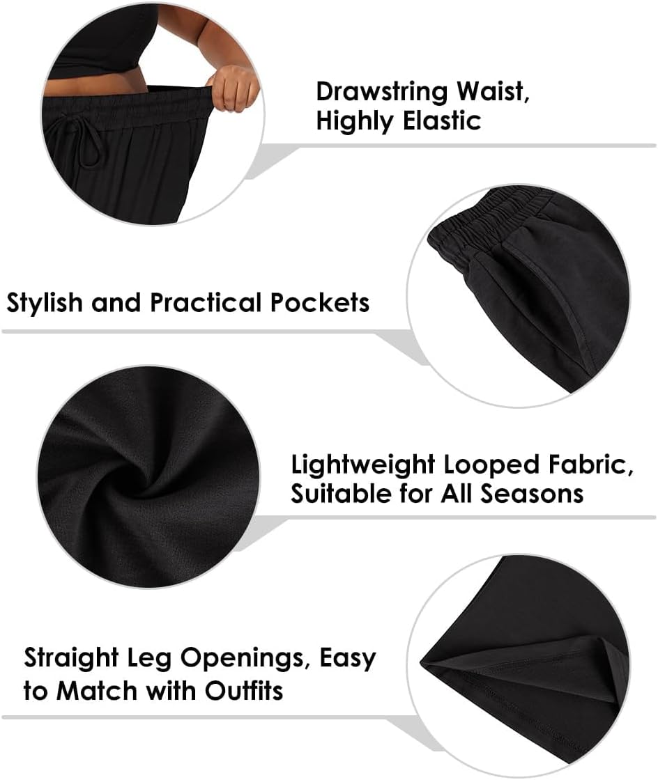 TIYOMI Plus Size Wide Leg Sweatpants for Women Drawstring Elastic Yoga Pants with Pockets XL-5XL