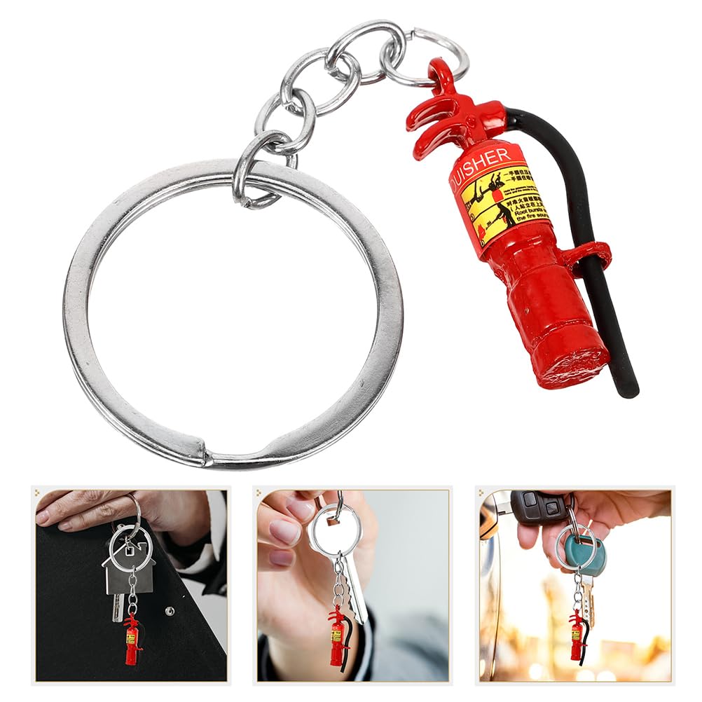 LOGOFUN 8pcs Mini Fire Extinguisher Keychain Alloy Firefighting Themed Keyrings Pendents Cartoon Tiny Fire Extinguisher Hanging Key Chain Ornaments for DIY Crafts Purse Backpack Accessories - 16CM