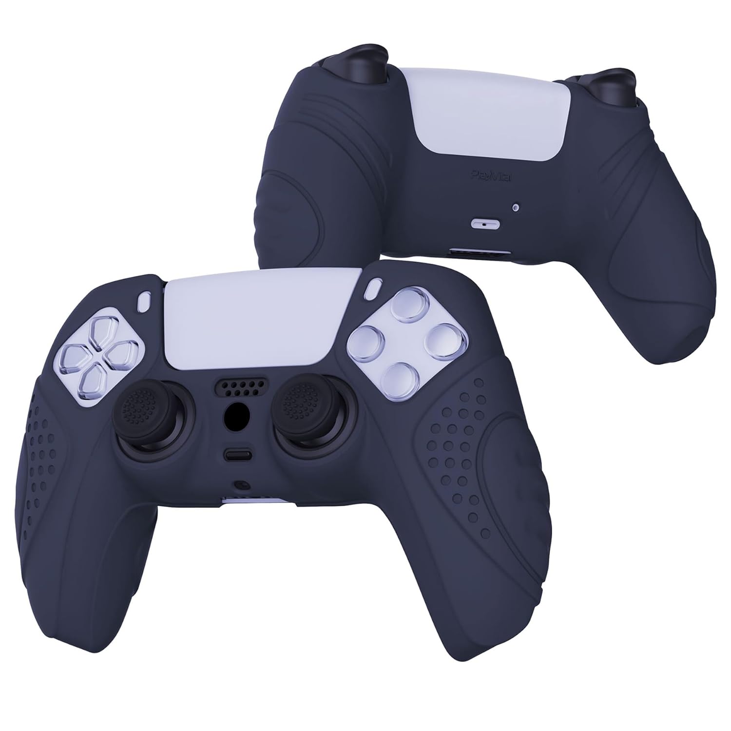 eXtremeRate PlayVital Guardian Edition Midnight Blue Ergonomic Soft Anti-Slip Controller Silicone Case Cover for ps5, Rubber Protector Skins with Black Joystick Caps for ps5 Controller - Image 6