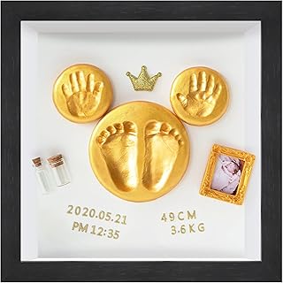 10x10 Black Shadow Box Frame, 3D Shadow Box Display Case, Memory Box for Baby Handprint & Footprint DIY Hand Foot Print 3D Plaster, Collections, Mementos, Collages(2 inch Depth)