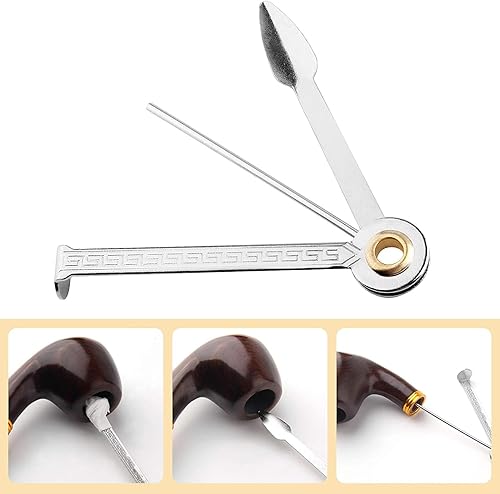 Miniatura 5 de 8 unids acero inoxidable 3 en 1 fumar pipa de tabaco escariadores herramienta de limpieza limpiador de manipulaciones para pipa de agua de pipa de
